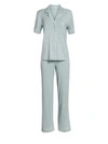 Eberjey Gisele Short-sleeve Top & Pants Pajama Set In Slate Ivory