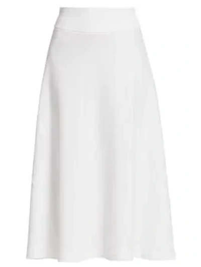 Joan Vass Draped Midi Skirt In White