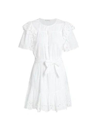 Joie Safia Eyelet Trim Mini Dress In Clean White