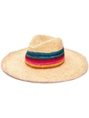 Paul Smith Straw Hat With Multicolour Stripes In Beige