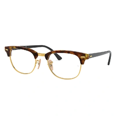 Ray Ban Clubmaster Fleck Optics Eyeglasses Black Frame Clear Lenses Polarized 51-21