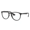 Ray Ban Erika Optics Eyeglasses Black Frame Clear Lenses Polarized 51-18 In Black