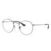 Ray Ban Round Metal Optics Eyeglasses Gunmetal Frame Clear Lenses 47-21 In Gunmetal