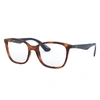 Ray Ban Rb7066 Eyeglasses Blue Frame Clear Lenses Polarized 54-17 In Blue