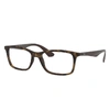 RAY BAN EYEGLASSES UNISEX RB7047 OPTICS - DARK BROWN FRAME CLEAR LENSES POLARIZED 56-17