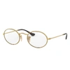 Ray Ban Oval Optics Eyeglasses Gold Frame Clear Lenses 48-21 In Gold