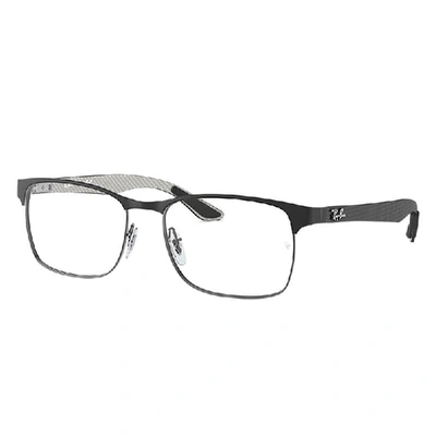 RAY BAN EYEGLASSES UNISEX RB8416 OPTICS - BLACK ON GUNMETAL FRAME CLEAR LENSES POLARIZED 55-17
