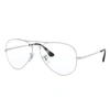Ray Ban Aviator Optics Eyeglasses Silver Frame Clear Lenses 55-14 In Silver