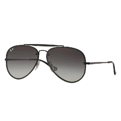 Ray Ban Blaze Aviator Sunglasses Black Frame Grey Lenses 61-13