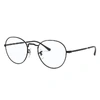 Ray Ban Round Metal Optics Ii Eyeglasses Black Frame Clear Lenses 49-20 In Black
