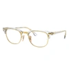 RAY BAN EYEGLASSES UNISEX CLUBMASTER OPTICS - TRANSPARENT FRAME CLEAR LENSES 49-21