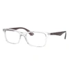 Ray Ban Rb7047 Eyeglasses Transparent Grey Frame Clear Lenses Polarized 56-17 In Transparent Grey