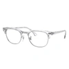 Ray Ban Clubmaster Optics Eyeglasses Transparent Frame Clear Lenses 49-21 In White Transparent
