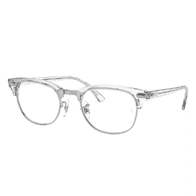 RAY BAN EYEGLASSES UNISEX CLUBMASTER OPTICS - WHITE TRANSPARENT FRAME CLEAR LENSES 49-21