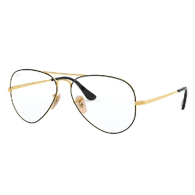 Ray Ban Aviator Optics Eyeglasses Gold Frame Clear Lenses Polarized 58-14