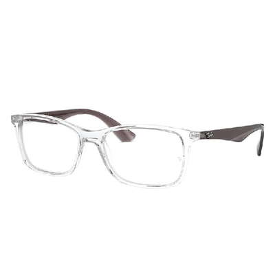RAY BAN EYEGLASSES UNISEX RB7047 OPTICS - TRANSPARENT GREY FRAME CLEAR LENSES POLARIZED 54-17