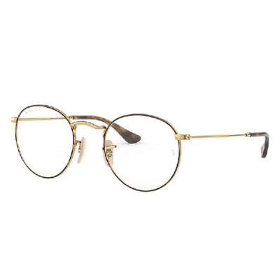 Ray Ban Round Metal Optics Eyeglasses Gold Frame Clear Lenses 50-21