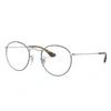 Ray Ban Round Metal Optics Eyeglasses Silver Frame Clear Lenses 47-21 In Silver