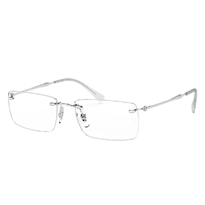 Ray Ban Rb8755 Optics Eyeglasses Silver Frame Clear Lenses Polarized 54-17 In Silber