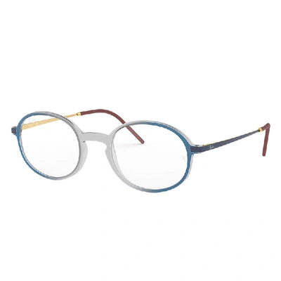 Ray Ban Rb7153 Eyeglasses Blue Frame Clear Lenses Polarized 52-21
