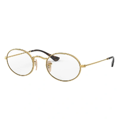 Ray Ban Oval Optics Eyeglasses Gold Frame Clear Lenses 51-21