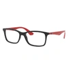 RAY BAN EYEGLASSES UNISEX RB7047 OPTICS - RED FRAME CLEAR LENSES POLARIZED 56-17