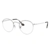 Ray Ban Round Gaze Eyeglasses Silver Frame Clear Lenses 51-22 In Silver