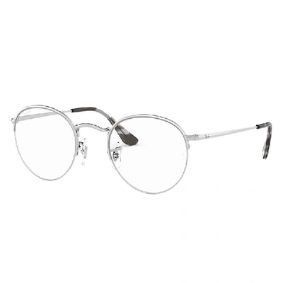 Ray Ban Round Gaze Eyeglasses Silver Frame Clear Lenses 51-22