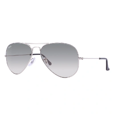 Ray Ban Aviator Gradient Sunglasses Silver Frame Grey Lenses 62-14