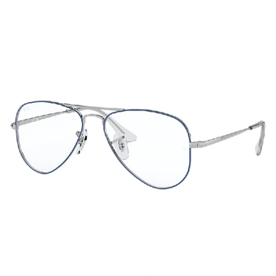 Ray Ban Aviator Junior Optics Eyeglasses Silver Frame Multicolor Lenses 52-14