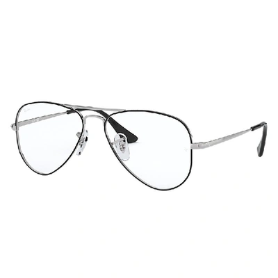 Ray Ban Aviator Junior Optics Eyeglasses Silver Frame Multicolor Lenses 50-14
