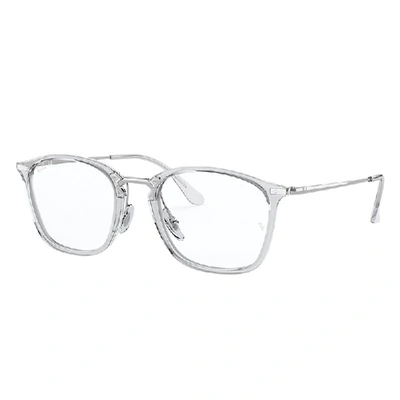 Ray Ban Rb7164 Eyeglasses Silver Frame Clear Lenses Polarized 52-20