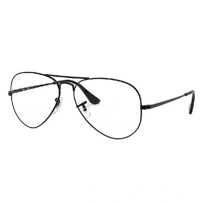 Ray Ban Aviator Optics Eyeglasses Black Frame Clear Lenses 58-14