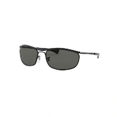 RAY BAN OLYMPIAN I DELUXE SONNENBRILLEN SCHWARZ FASSUNG GRÜN GLAS POLARISIERT 62-18