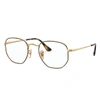 Ray Ban Hexagonal Optics Eyeglasses Gold Frame Clear Lenses 54-21 In Gold