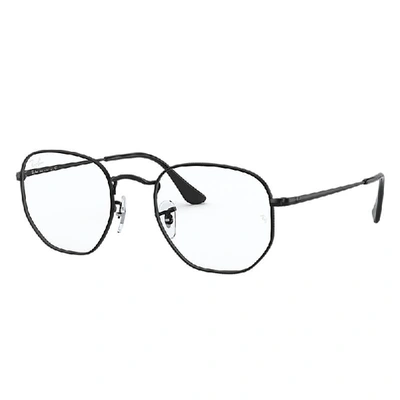 Ray Ban Hexagonal Optics Eyeglasses Black Frame Clear Lenses 54-21