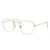 Ray Ban Frank Optics Eyeglasses Gold Frame Clear Lenses Polarized 51-20 In Gold