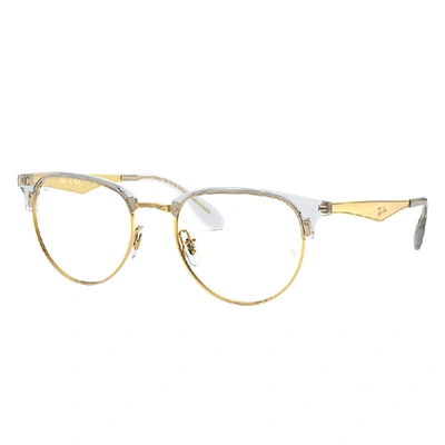 Ray Ban Rb6396 Optics Eyeglasses Brushed Gold Frame Clear Lenses 53-19