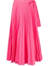 Valentino Nylon Canvas Midi Skirt W/side Bow In Pink