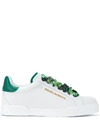 Dolce & Gabbana Portofino Sneakers In Nappa Calfskin With Lettering And Printed Silk Laces In White