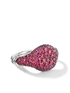 David Yurman 18kt White Gold Chevron Ruby Pinky Ring (10mm) In 8warr