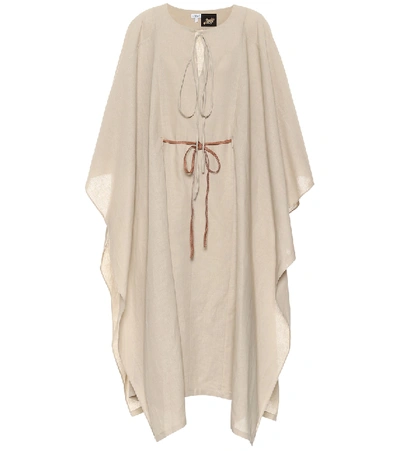 Loewe Tie-waist Linen-blend Maxi Kaftan In Beige