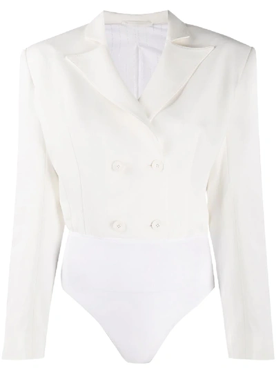 Ben Taverniti Unravel Project Double-breasted Blouse Bodysuit In White