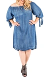 STANDARDS & PRACTICES JULIE OFF THE SHOULDER DENIM DRESS,FT3601034P