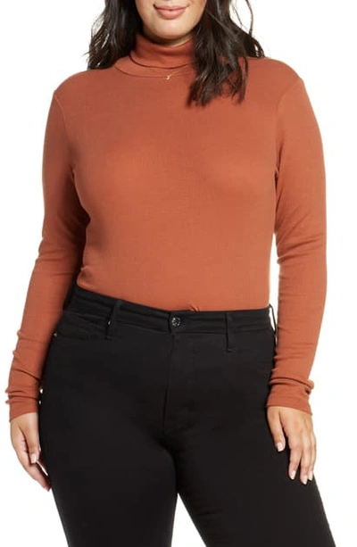 Bp. Turtleneck Ribbed Top In Brown