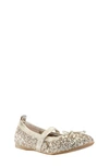 Nina Kids' Esther Ballet Flat In Platino Chunky Glitter