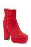 Vince Camuto Leslieon Square Toe Platform Boot In Ramba Red Suede