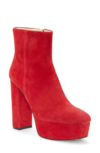 Vince Camuto Leslieon Square Toe Platform Boot In Ramba Red Suede