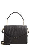 Ted Baker Brittni Top Handle Leather Envelope Bag In Black