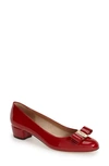 Ferragamo Vara Bow-detail Leather Pumps In Rosso Patent